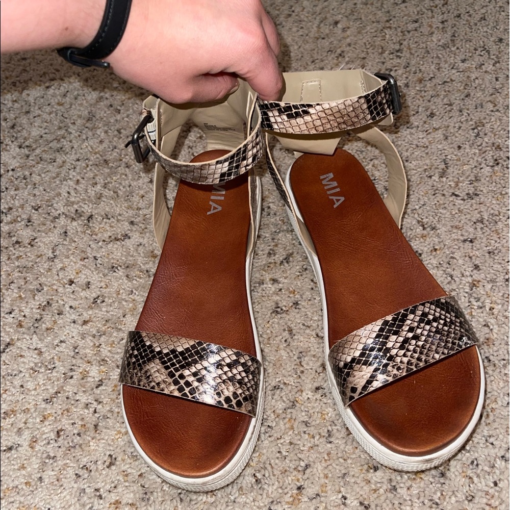 Faux snake skin sandals